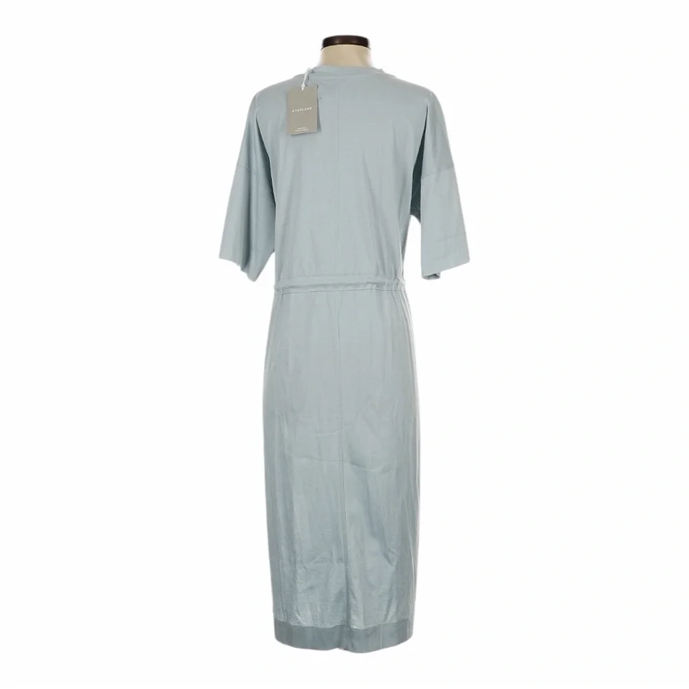 NWOT! Everlane The Luxe Cotton Tie-Front Tee Dress in Sky Slate Blue. Size Small - Picture 4 of 13